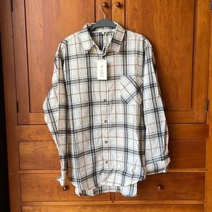 Liam & Company- Encore Plaid Shirt. Small. Cream